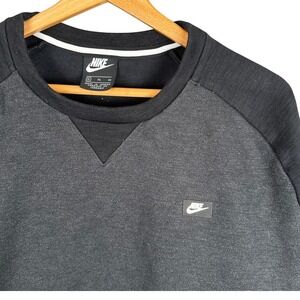 Nike Mens Crewneck Sweatshirt XL Charcoal Black Raglan Kangaroo Pocket Pullover